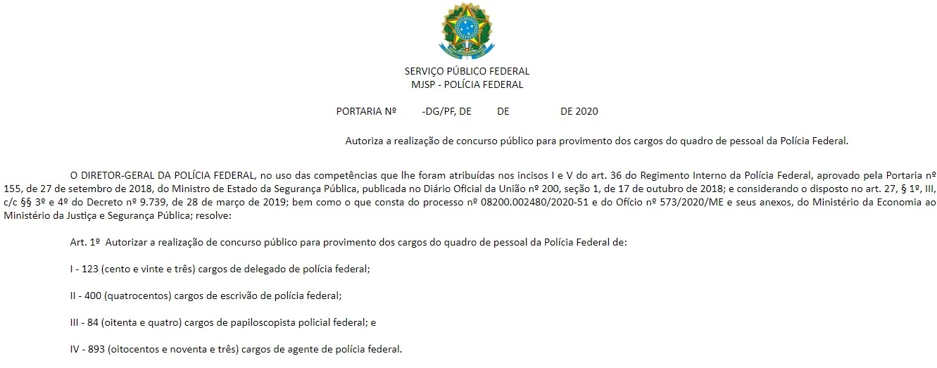 Autorizado Concurso Pf Pode Sair Em Seis Meses 1 5 Mil Vagas