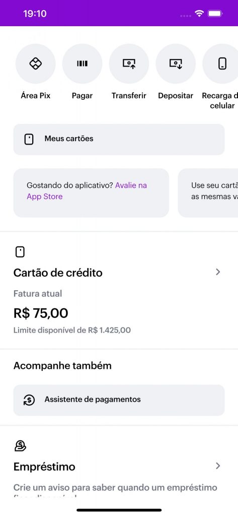 tela nubank Assistente de Pagamentos