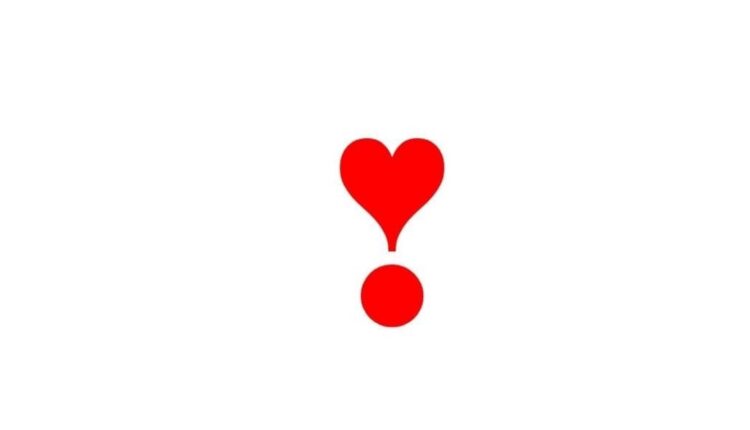 emoji de coração com ponto embaixo
